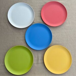 Bamboo Solid Round Multicolor Salad Plates